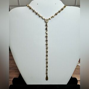 LOFT Gold & Rhinestone Lariat Style Long Necklace - SKU Q